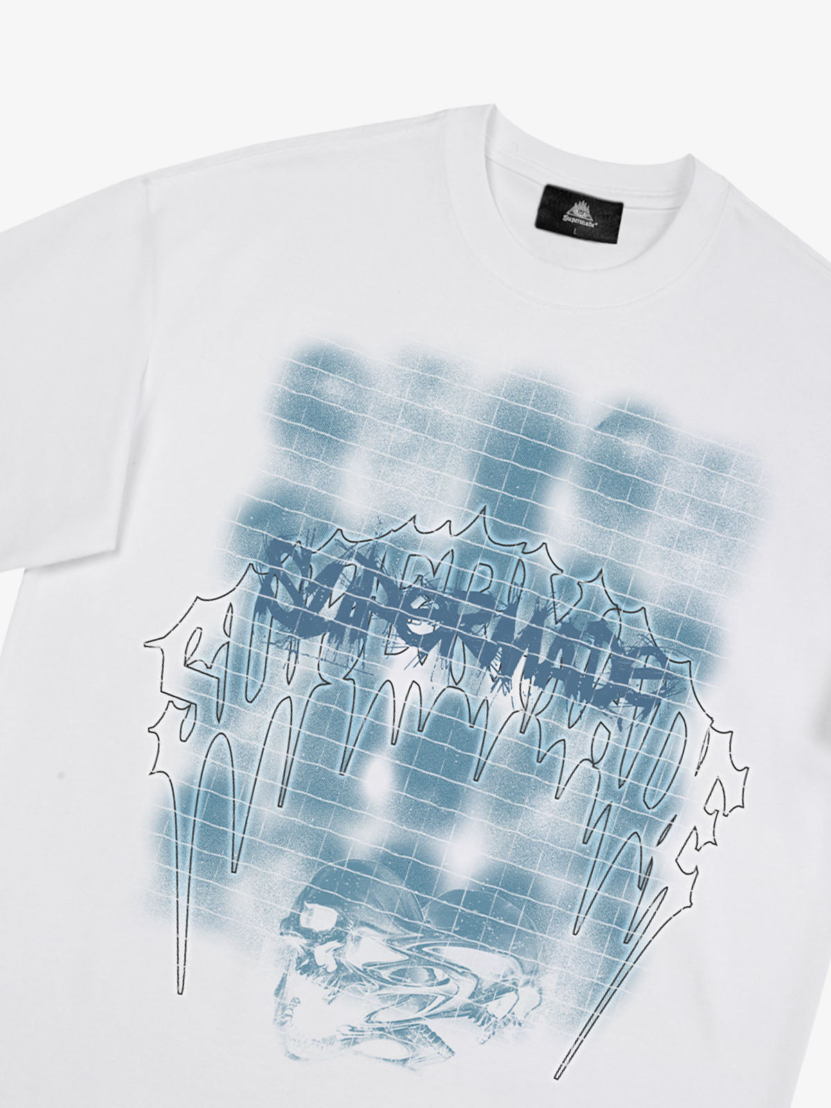 Dark Grid Skull Graphic T-Shirt 