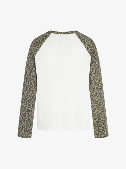 Leopard Graffiti Waffle Long Sleeve Tee
