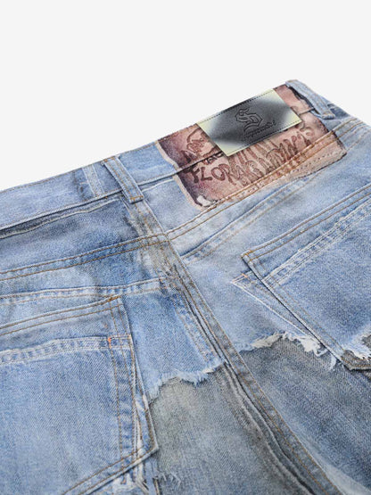 Retro Deconstructed Denim Shorts