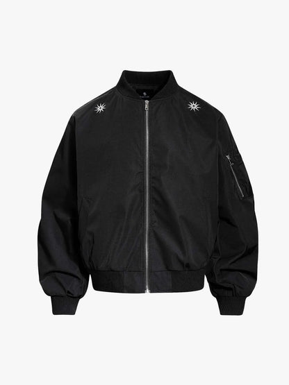 Vintage Graphic Star Embroidered Bomber Jacket 