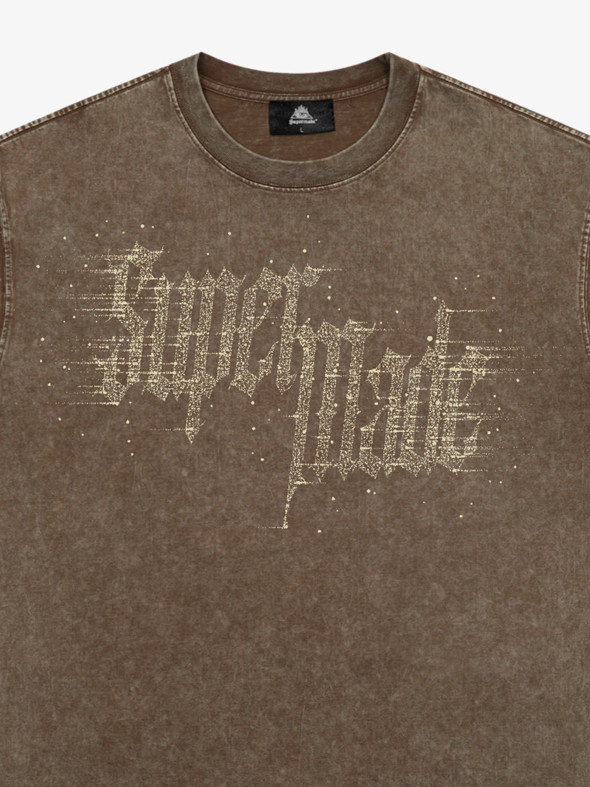 Washed Gothic Letter Imitation Diamond T-Shirt 