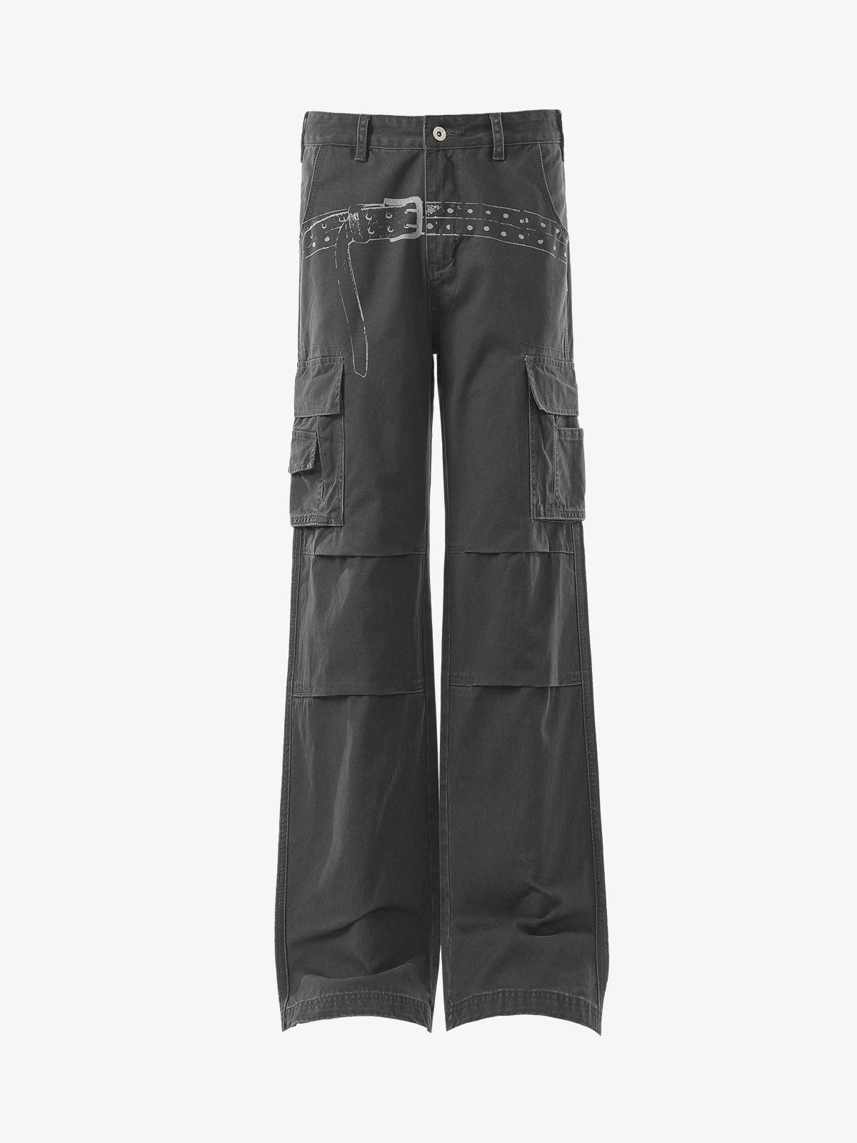 Vintage Belt Print Cargo Pants 