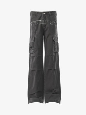 Vintage Belt Print Cargo Pants 