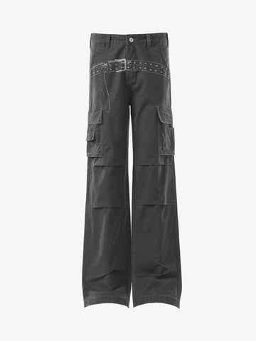 Vintage Belt Print Cargo Pants 