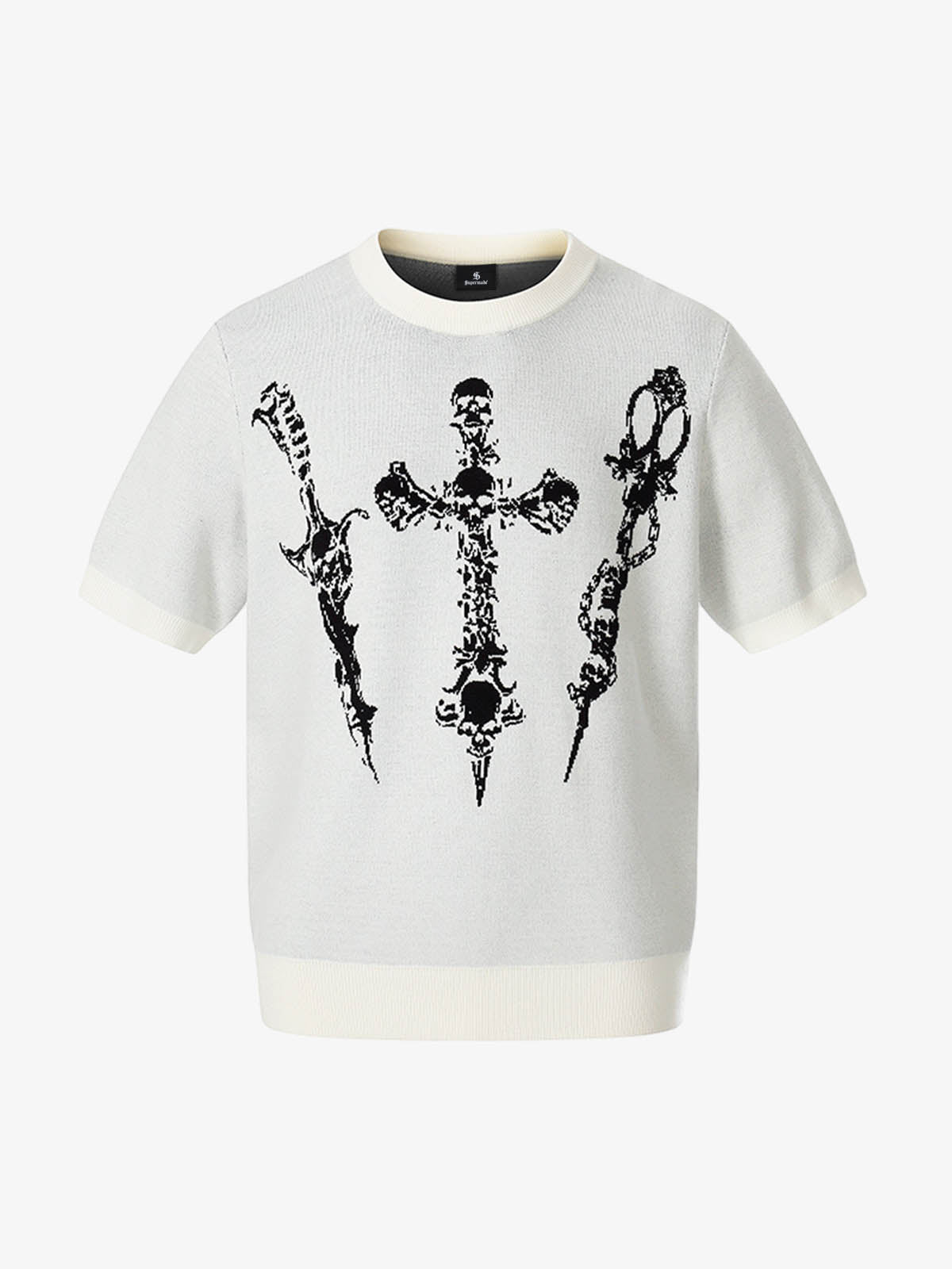 Gothic Cross Graphic Knit T Shirt 