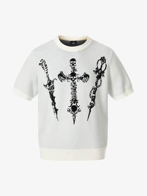 Gothic Cross Graphic Knit T Shirt 