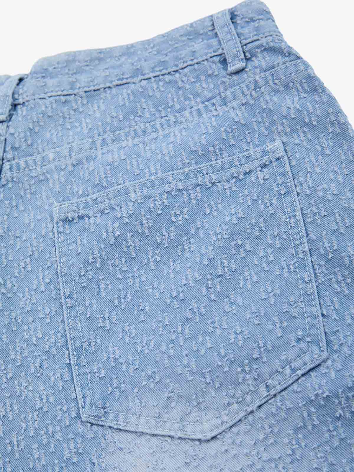 Vintage Distressed Textured Ripped Wide Leg Denim Jorts 