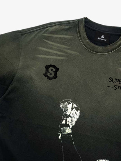 Distressed Graphic Print Crewneck T-Shirt