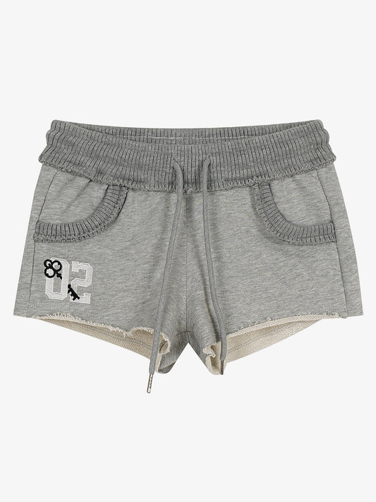 Embroidered Raw Hem Mini Shorts