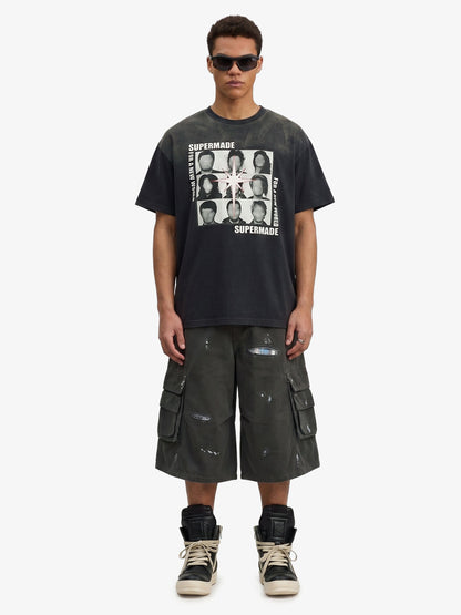 Vintage Distressed Multi Pocket Wide Leg Cargo Shorts