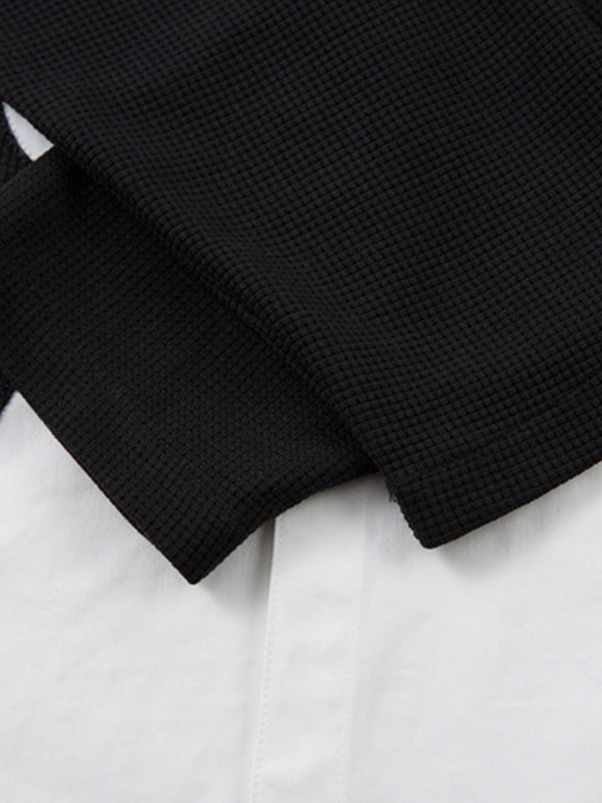 Cotton Blend Short Sleeve Shirt with Black Flame Print Long Sleeve Insert, Stylish Contrast Design for Men and Women 