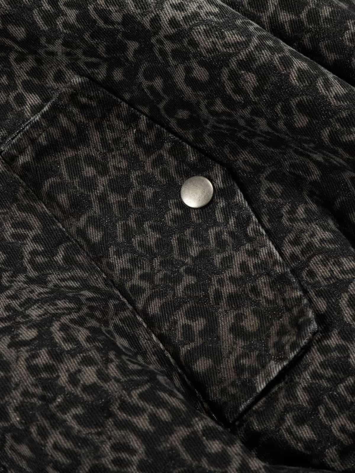 Vintage Leopard Print Fleece Zip Up Vest 