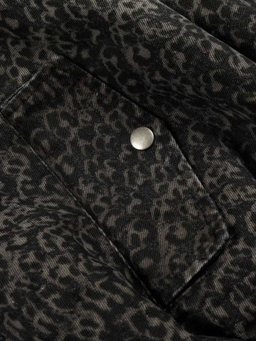 Vintage Leopard Print Fleece Zip Up Vest 