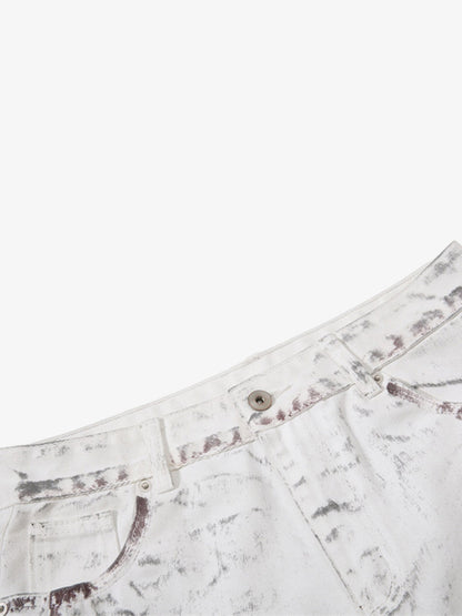 Cyber-Grunge Distressed Tinted Curved Jeans