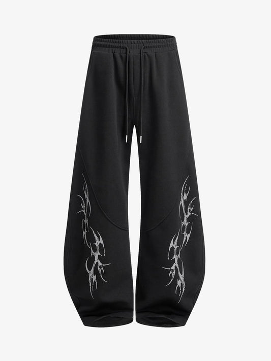 Retro Tribal Print Wide Leg Barrel Pants 