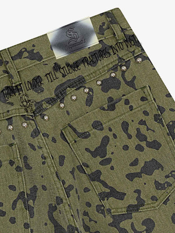 Studded Camo Wide-Leg Jorts 