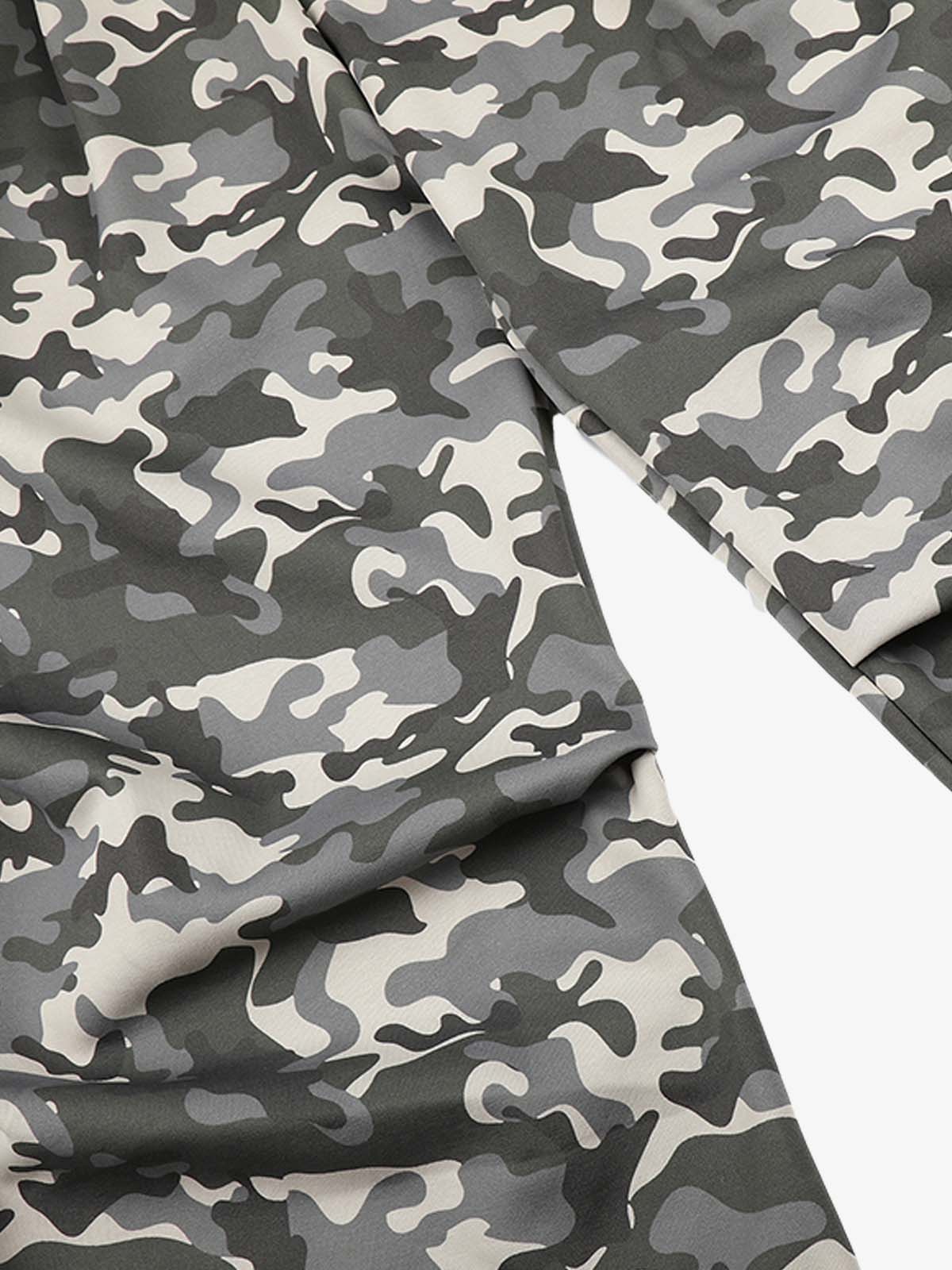 Ribbed Folded Waist Camo Barrel Baggy Sweatpants