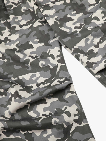 Ribbed Folded Waist Camo Barrel Baggy Sweatpants