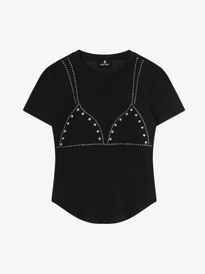 Rivet Rhinestone Slim T-Shirt