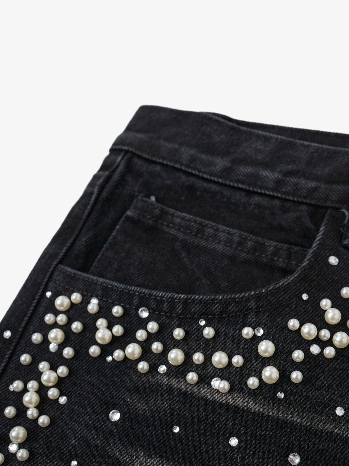 Pearl Embroidered Denim Shorts