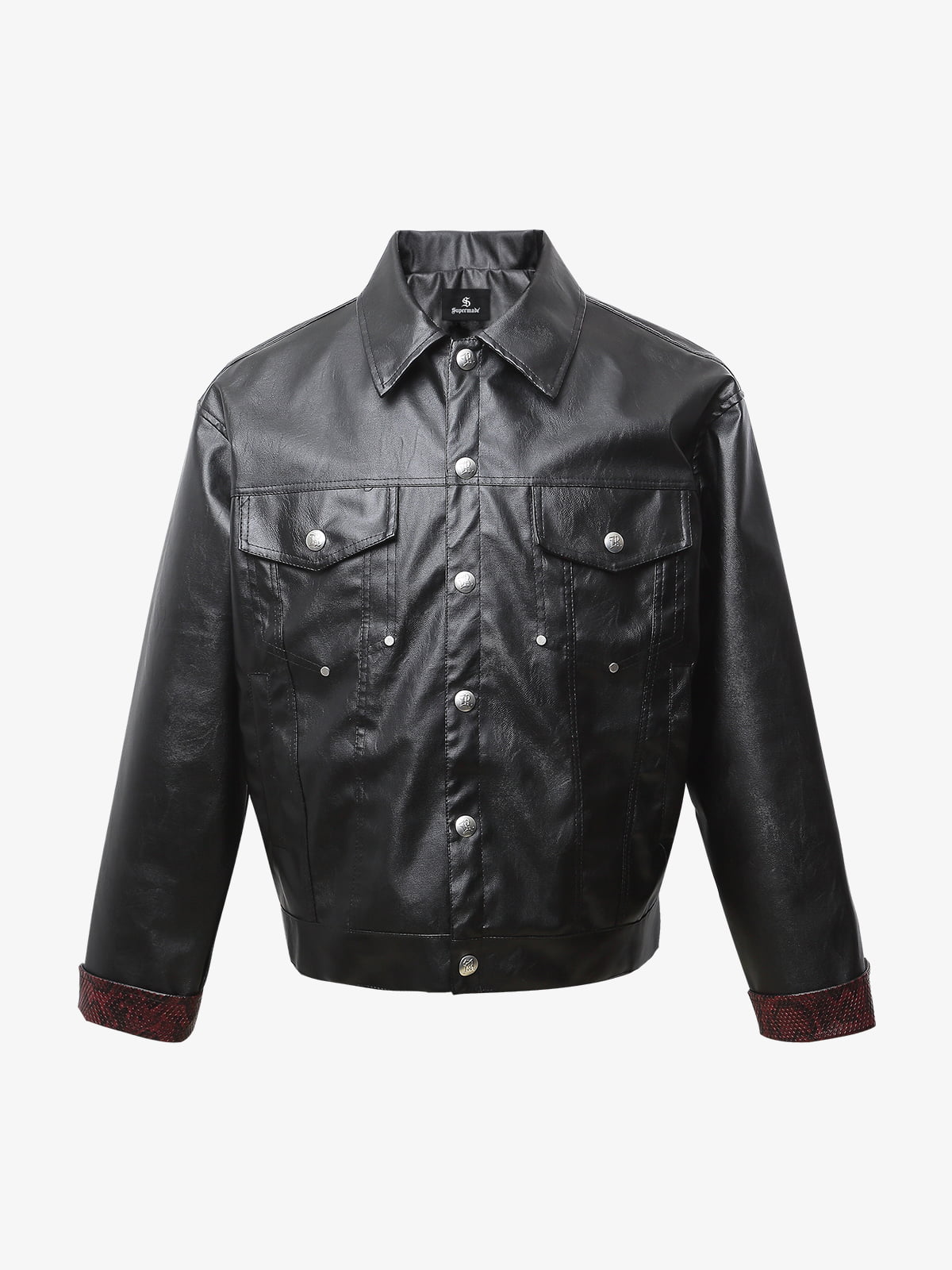 Snakeskin Patchwork Cropped Workwear Jacket