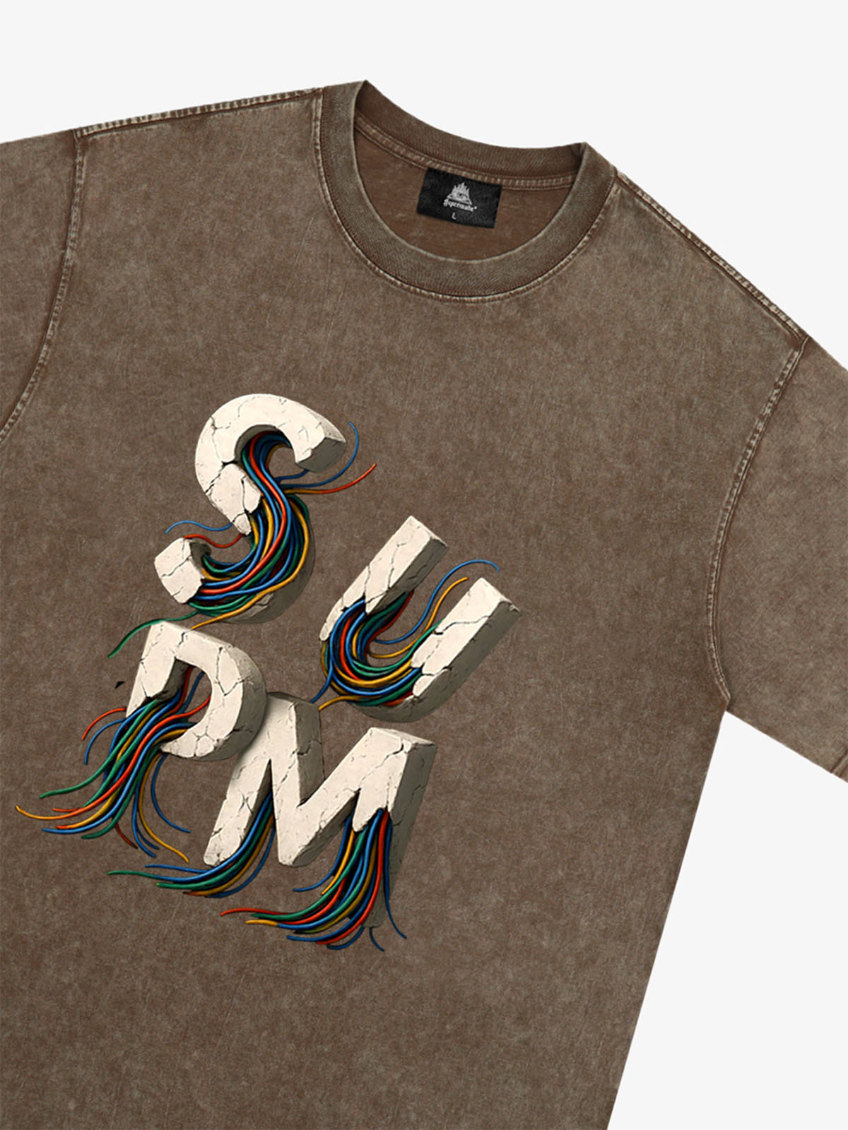 SPMD Letter Cable Graphic T-Shirt 