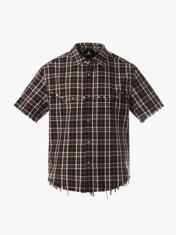 Frayed Plaid Short-Sleeve Shirt