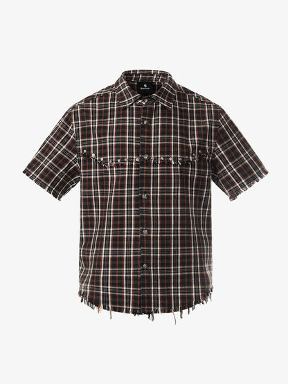 Frayed Plaid Short-Sleeve Shirt