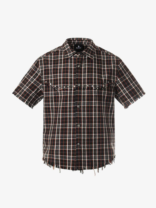 Frayed Plaid Short-Sleeve Shirt