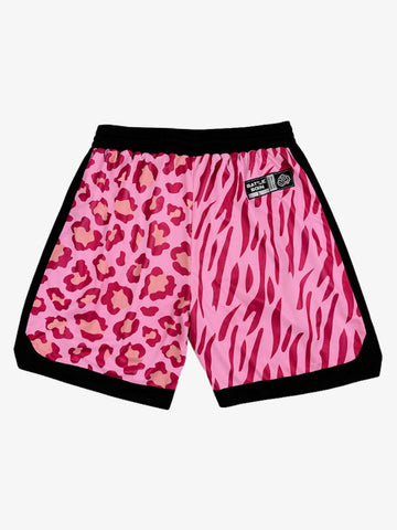 Moisture-Wicking Split Leopard Mixed Sport Shorts 