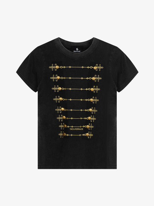 Black Velvet Jacket with Gold Embroidered Chain Motif