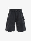 Distressed Cargo Shorts with Chain Detail