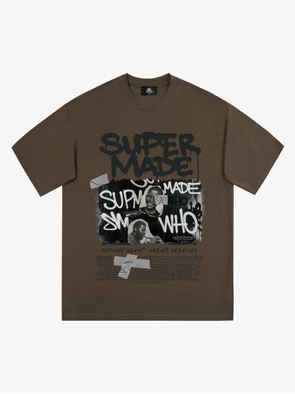 Streetwear Graffiti Character Collage Graphic T-Shirt 