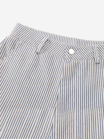 Pleated Pinstripe Wide-Leg Shorts