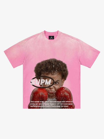 Pink Washed Boxing Graphic Tee