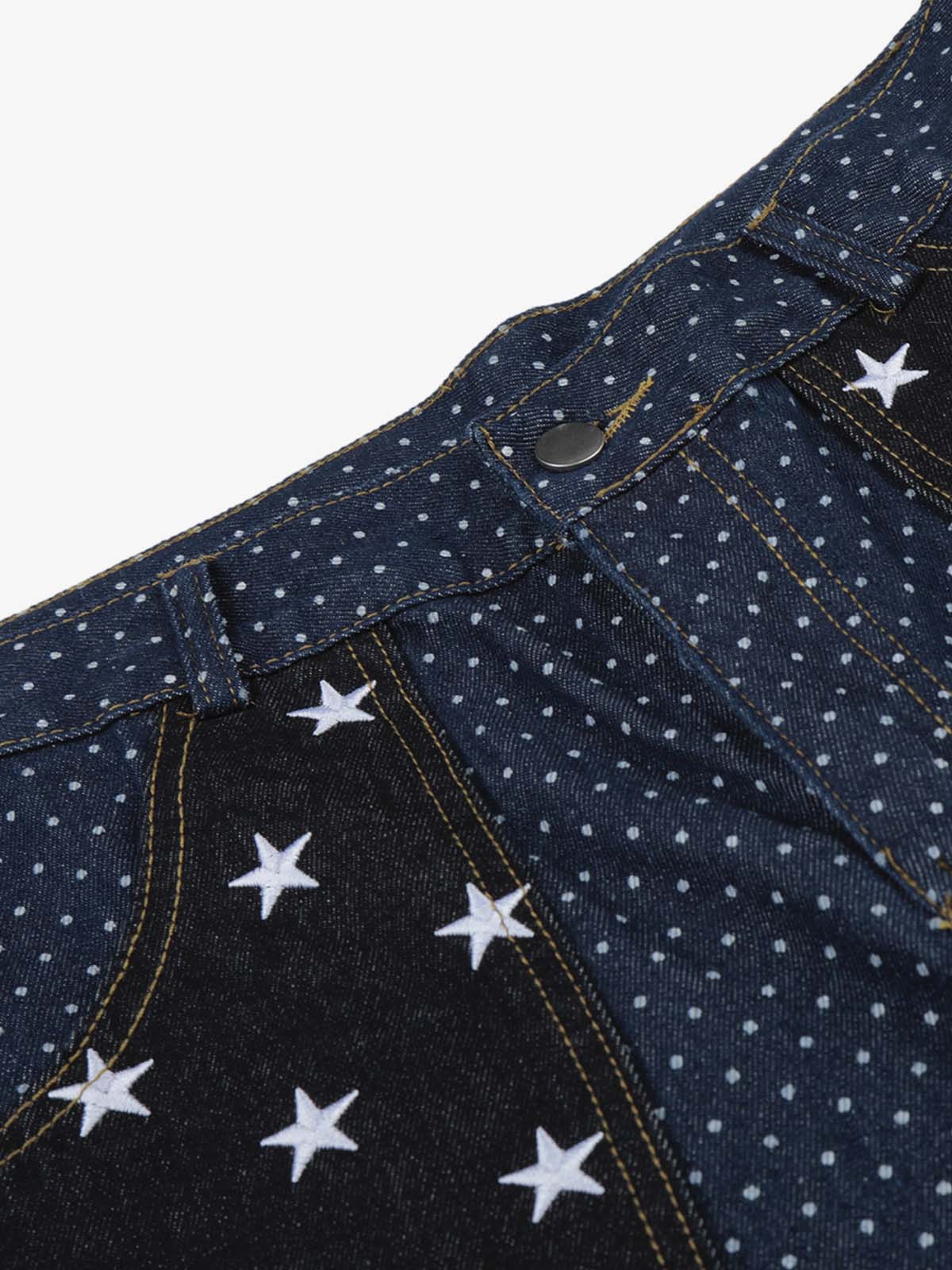 Star Embroidered Polka Dot Jeans