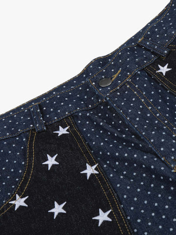 Star Embroidered Polka Dot Jeans