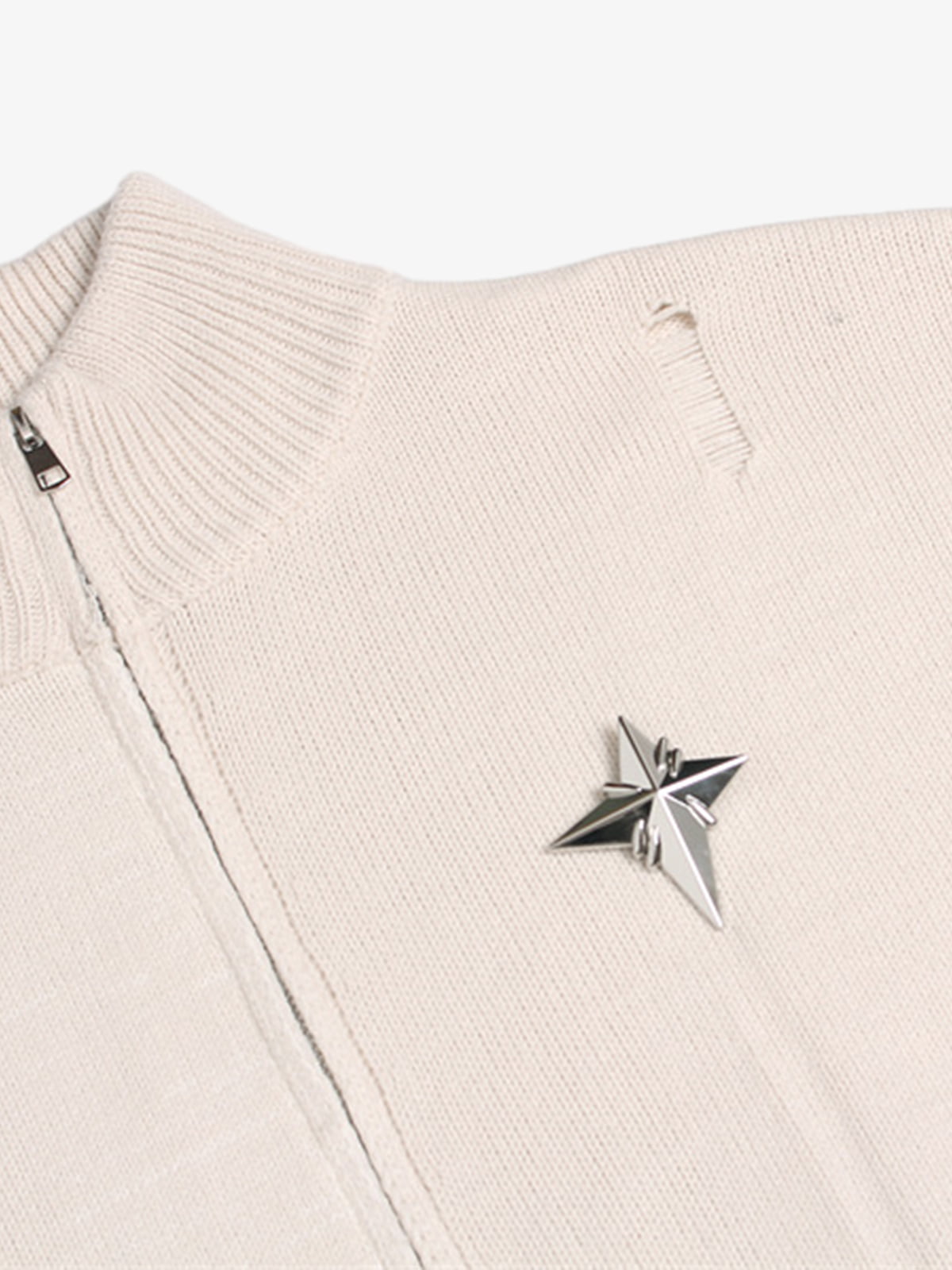 Heavy Cut Turtleneck Cardigan Zipper Sweater 