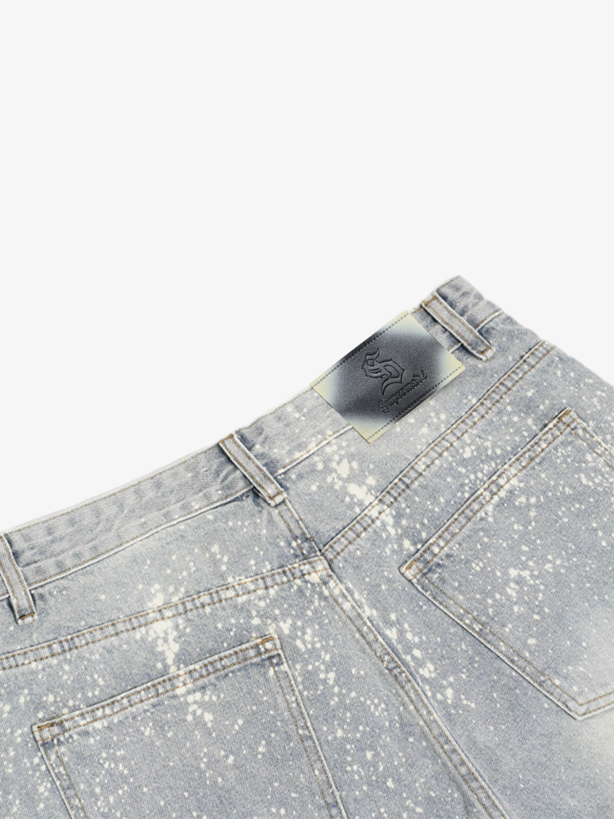 Splatter Washed Denim Shorts