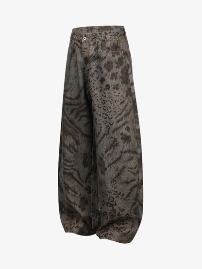 Leopard Tiger Curved-Leg Jeans