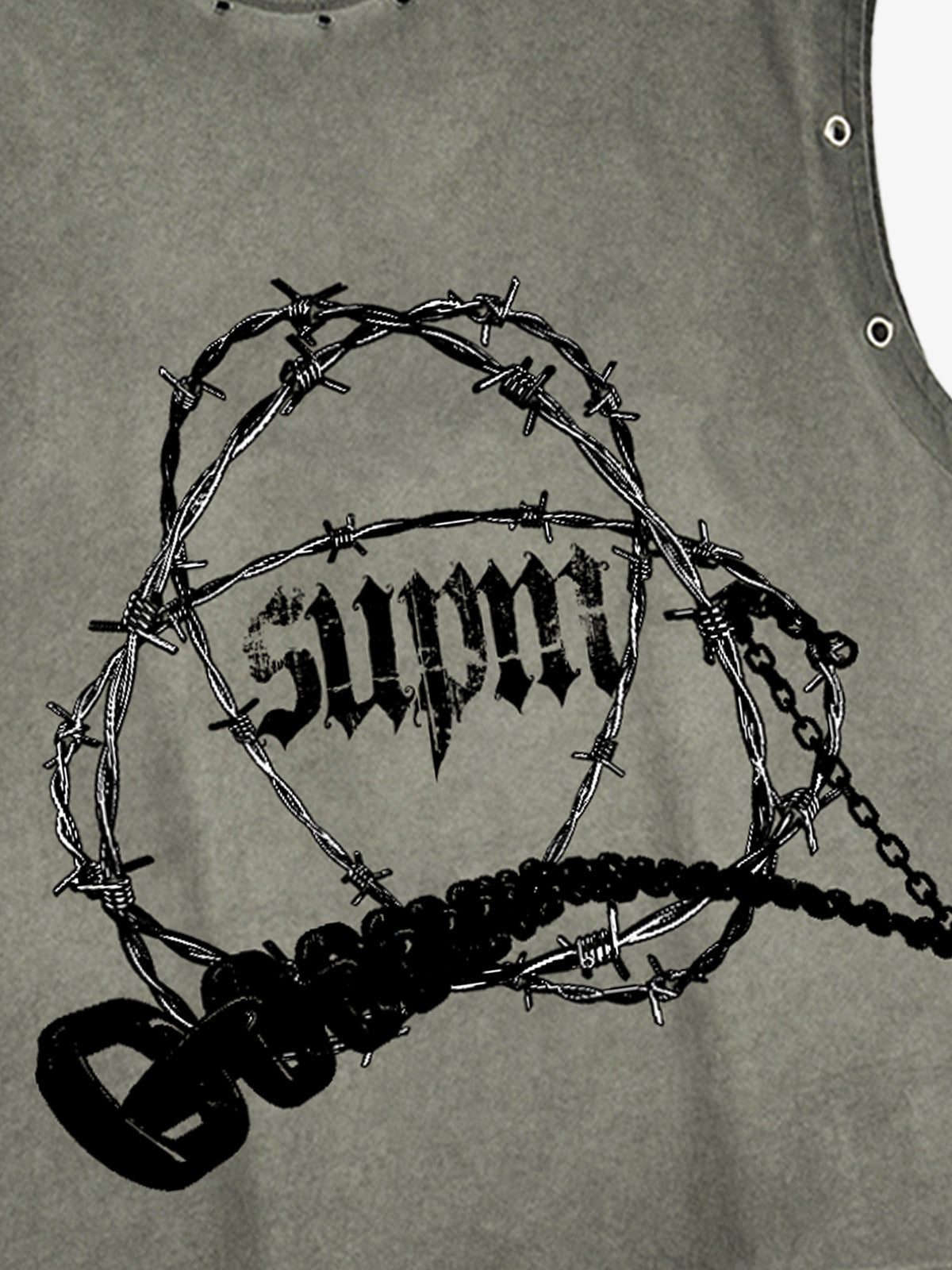 Barbed Wire Chain Graphic Sleeveless Vest 