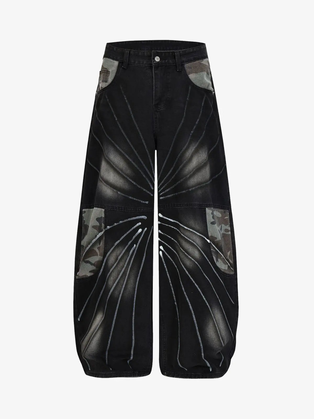 Butterfly Spray Graphic Camo Pocket Barrel Jeans 