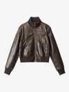 Thesupermade Faux Leather Cropped Fit Bomber Jacket