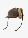 Retro Tweed Plush Earflap Embroidered Letter Cap 