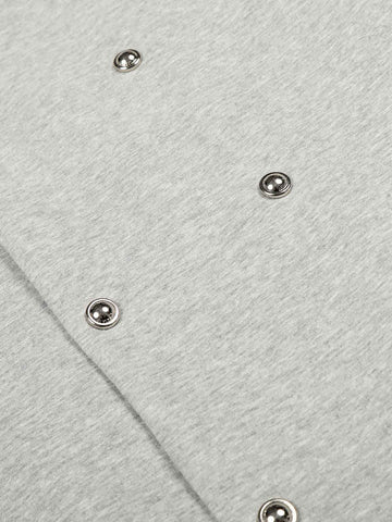 Button Detail Striped Panel Faux Layered Jacket 