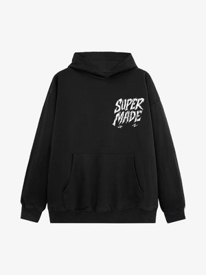 Distressed Graphic Bold Angel Wings Design Hoodie 