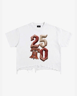 Vintage Washed 250 Graphic Distressed Cropped T-Shirt