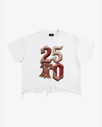Vintage Washed 250 Graphic Distressed Cropped T-Shirt