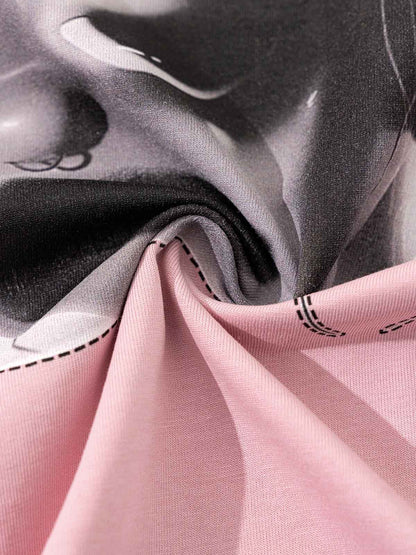 Abstract Monochrome Jersey Scarf – Lightweight Polyester Draped Wrap