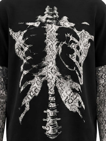 Skull Ribcage Graphic Oversized Tee